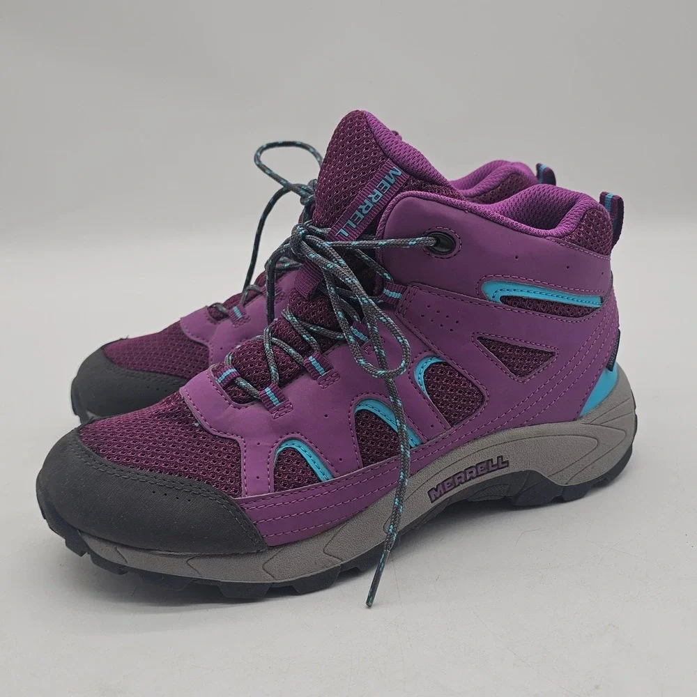 Merrell Oakcreek Waterproof Mid Girls Hiking Boots MK164769 Purple Youth 5M EUC
